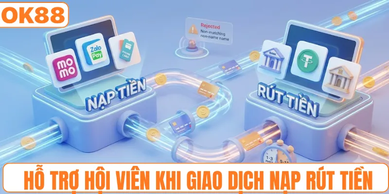 Hỗ trợ hội viên  khi giao dịch nạp rút tiền